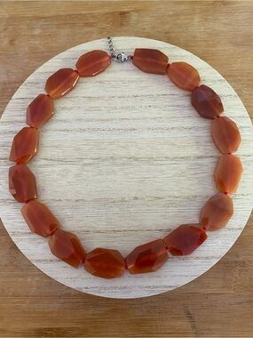 Lucas Lameth Hand-Cut Tabular Faceted Carnelian & Sterling Silver Necklace